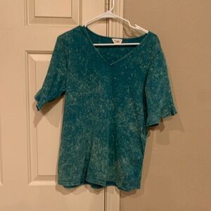 BiBi Teal Short Sleeve V-Neck Top
